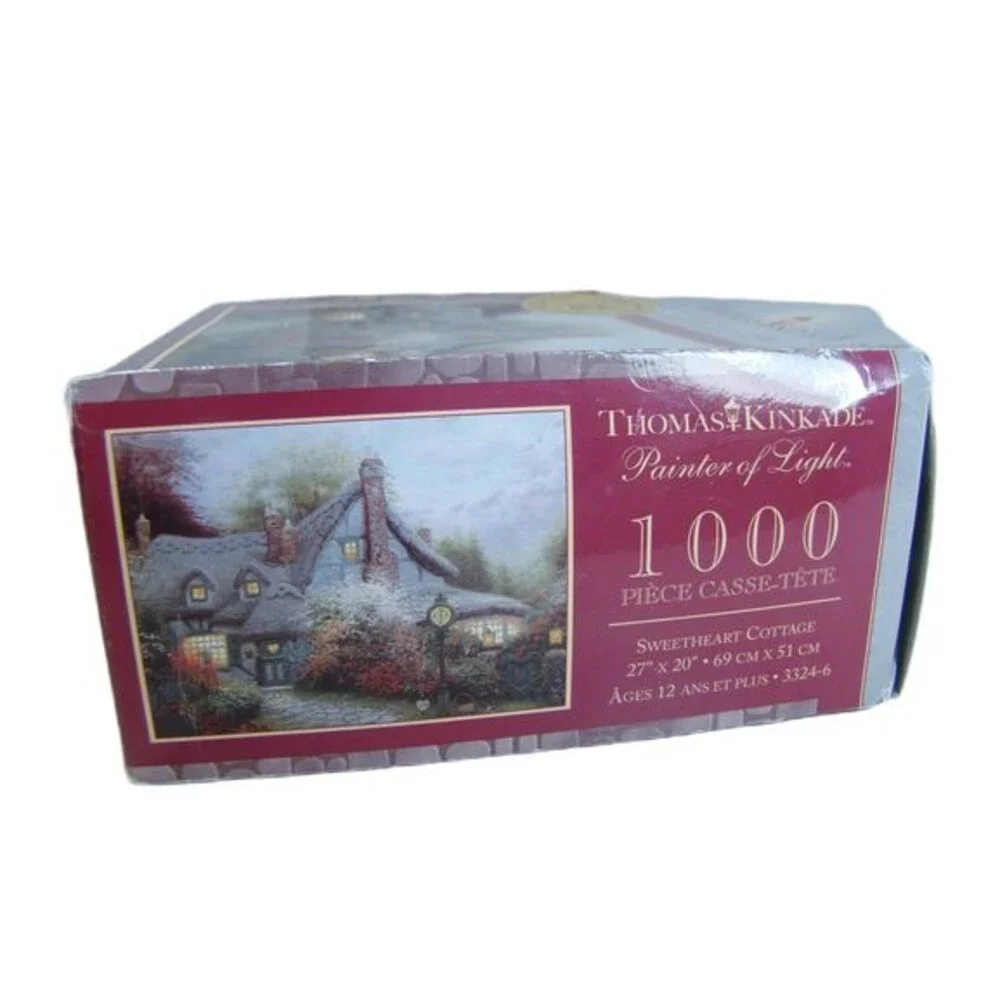 Thomas Kinkade Puzzle Sweetheart Cottage Flower Street Clock 1000 Piece Jigsaw